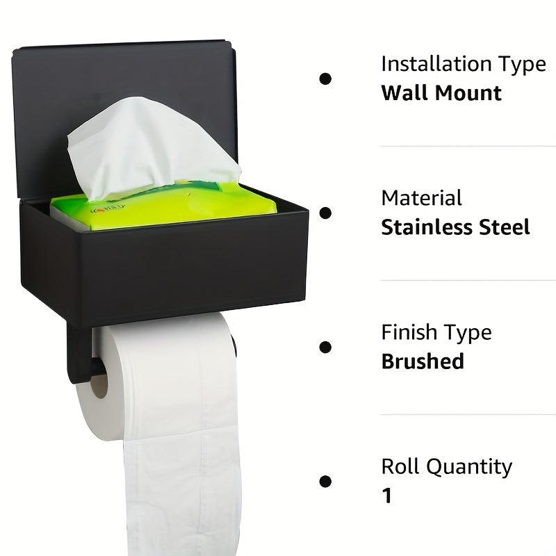 Toilet Paper Roll Holder with Storage Rack, Stainless Steel Tissue Holder