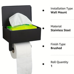 Toilet Paper Roll Holder with Storage Rack, Stainless Steel Tissue Holder