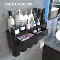Toothbrush Holder & Gargle Cup Set with Automatic Toothpaste Dispenser