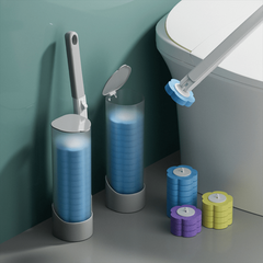Wall Mounted Toilet Brush Set with Cleaning Liquid - Disposable Holder & Refills