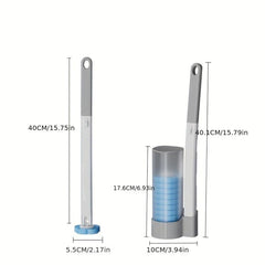 Wall Mounted Toilet Brush Set with Cleaning Liquid - Disposable Holder & Refills