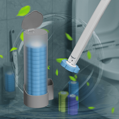 Wall Mounted Toilet Brush Set with Cleaning Liquid - Disposable Holder & Refills