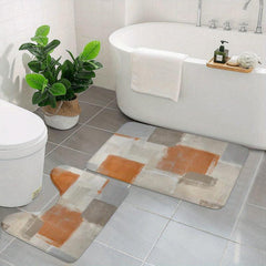2pcs Non Slip Bathroom Mat Set Absorbent U Shape Toilet Rug Shower Decor