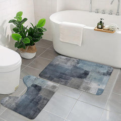2pcs Non Slip Bathroom Mat Set Absorbent U Shape Toilet Rug Shower Decor