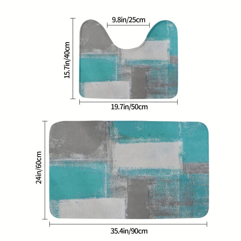 2pcs Non Slip Bathroom Mat Set Absorbent U Shape Toilet Rug Shower Decor