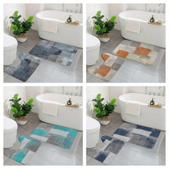 2pcs Non Slip Bathroom Mat Set Absorbent U Shape Toilet Rug Shower Decor