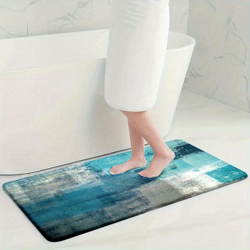 4pcs Plaid Velvet Sponge Bath Mat Set Non Slip Toilet Rug for Bathroom Decor