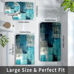 4pcs Plaid Velvet Sponge Bath Mat Set Non Slip Toilet Rug for Bathroom Decor