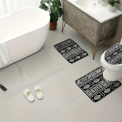 4pcs Plaid Velvet Sponge Bath Mat Set Non Slip Toilet Rug for Bathroom Decor