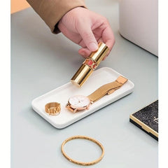Ceramic Vanity Tray Rectangular Bathroom Small Tray