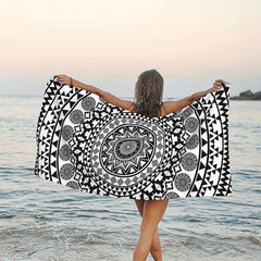 Large Flower Print Beach Towel Sand Quick Drying Essential Vacation Accessory