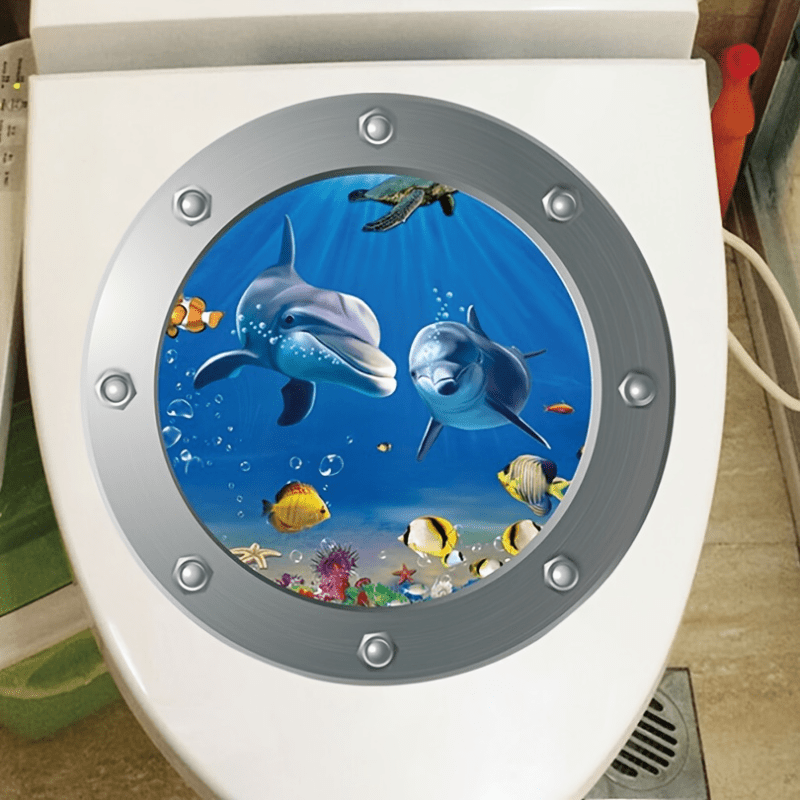 Sea World Toilet Lid Decal Self Adhesive Wall Sticker Bathroom Decor
