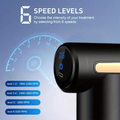 LCD Portable Mini Massage Gun Rechargeable 6 Speed Massager Muscle Relaxation