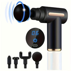 LCD Portable Mini Massage Gun Rechargeable 6 Speed Massager Muscle Relaxation