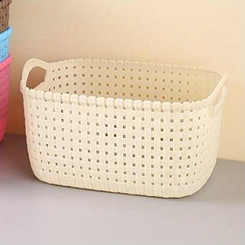 Stylish Rattan Desktop Storage Basket Durable Plastic