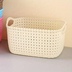 Stylish Rattan Desktop Storage Basket Durable Plastic