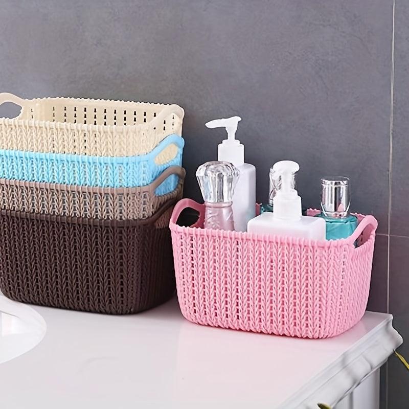 Stylish Rattan Desktop Storage Basket Durable Plastic
