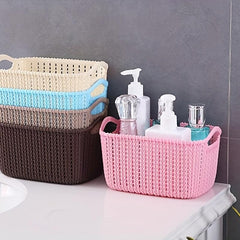 Stylish Rattan Desktop Storage Basket Durable Plastic