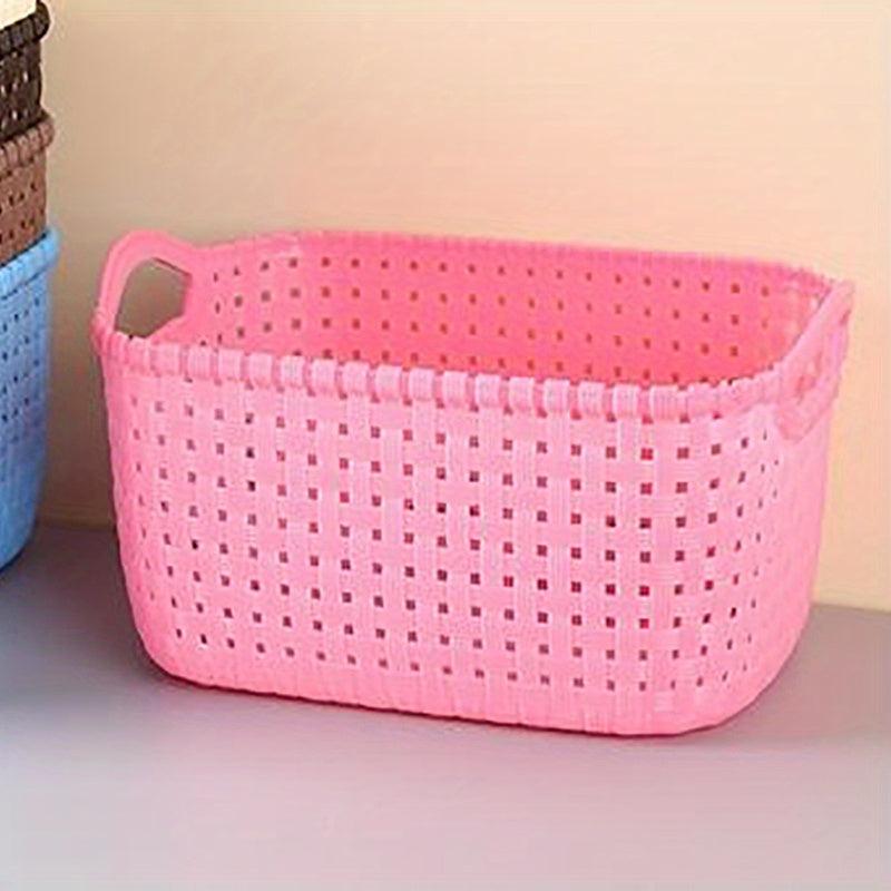 Stylish Rattan Desktop Storage Basket Durable Plastic