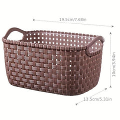Stylish Rattan Desktop Storage Basket Durable Plastic