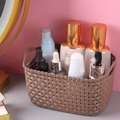 Stylish Rattan Desktop Storage Basket Durable Plastic