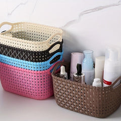 Stylish Rattan Desktop Storage Basket Durable Plastic