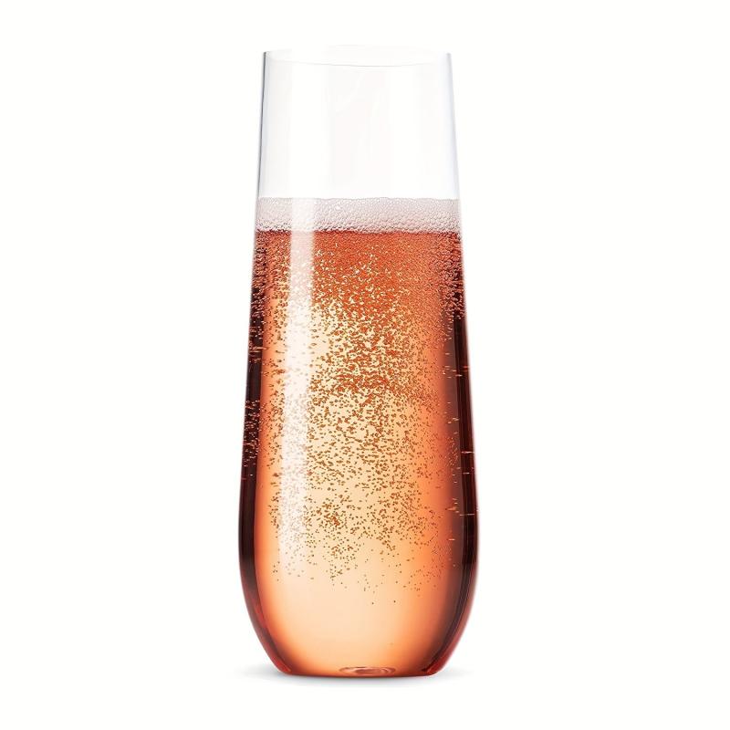4pcs Unbreakable 9oz Stemless Champagne Flutes Clear Plastic Wine Glasses