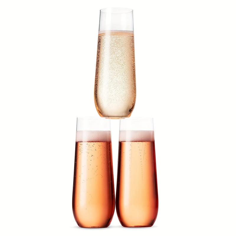 4pcs Unbreakable 9oz Stemless Champagne Flutes Clear Plastic Wine Glasses
