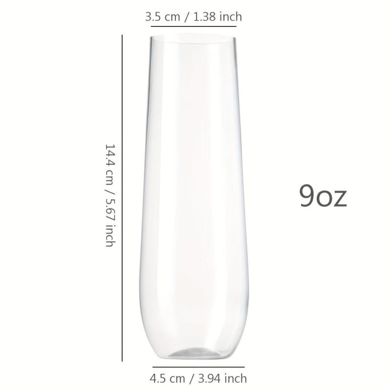 4pcs Unbreakable 9oz Stemless Champagne Flutes Clear Plastic Wine Glasses