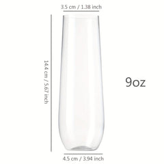 4pcs Unbreakable 9oz Stemless Champagne Flutes Clear Plastic Wine Glasses