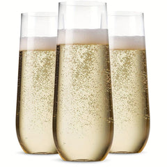 4pcs Unbreakable 9oz Stemless Champagne Flutes Clear Plastic Wine Glasses