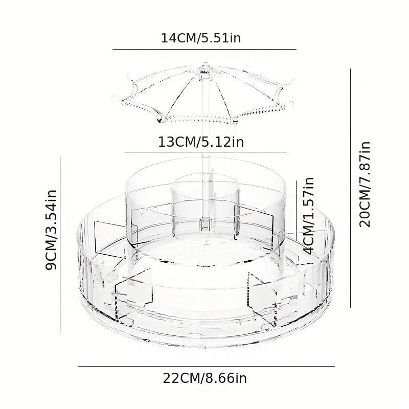 Large Capacity Spinning Makeup Organizer with Umbrella Stand