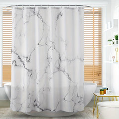 Gray Marble Pattern Shower Curtain Waterproof Fabric Bathroom Curtain