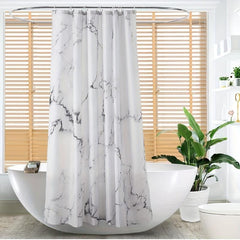 Gray Marble Pattern Shower Curtain Waterproof Fabric Bathroom Curtain