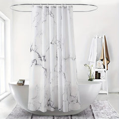 Gray Marble Pattern Shower Curtain Waterproof Fabric Bathroom Curtain