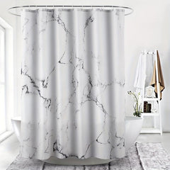 Gray Marble Pattern Shower Curtain Waterproof Fabric Bathroom Curtain