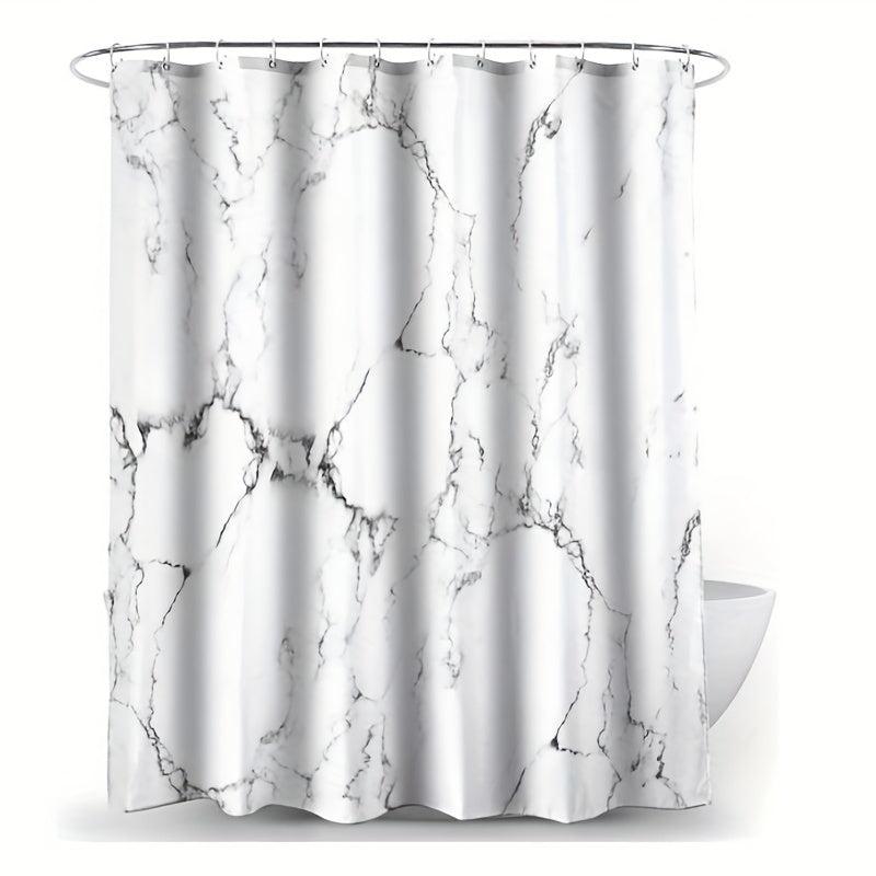 Gray Marble Pattern Shower Curtain Waterproof Fabric Bathroom Curtain
