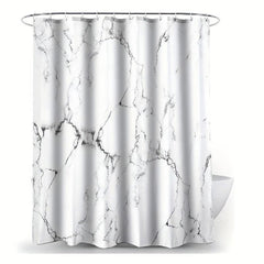 Gray Marble Pattern Shower Curtain Waterproof Fabric Bathroom Curtain