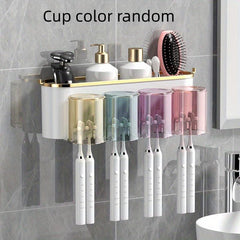 Toothbrush Holder With Gargle Cup Automatic Toothpaste Dispenser