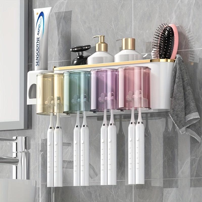 Toothbrush Holder With Gargle Cup Automatic Toothpaste Dispenser