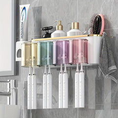 Toothbrush Holder With Gargle Cup Automatic Toothpaste Dispenser