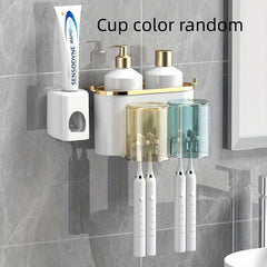 Toothbrush Holder With Gargle Cup Automatic Toothpaste Dispenser