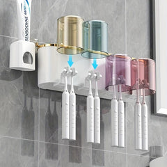 Toothbrush Holder With Gargle Cup Automatic Toothpaste Dispenser