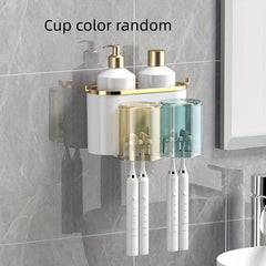 Toothbrush Holder With Gargle Cup Automatic Toothpaste Dispenser