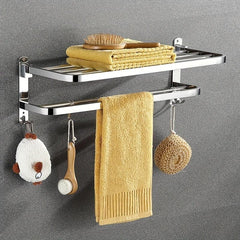 Stainless Steel Bathroom Shelves with Towel Bar Wall Mounted Towel Holder