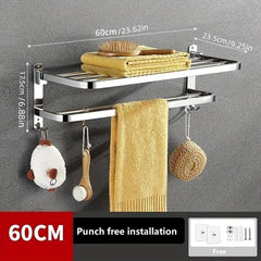Stainless Steel Bathroom Shelves with Towel Bar Wall Mounted Towel Holder