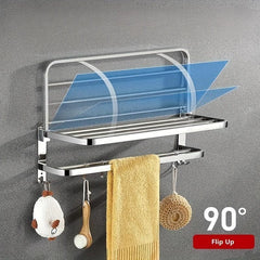 Stainless Steel Bathroom Shelves with Towel Bar Wall Mounted Towel Holder