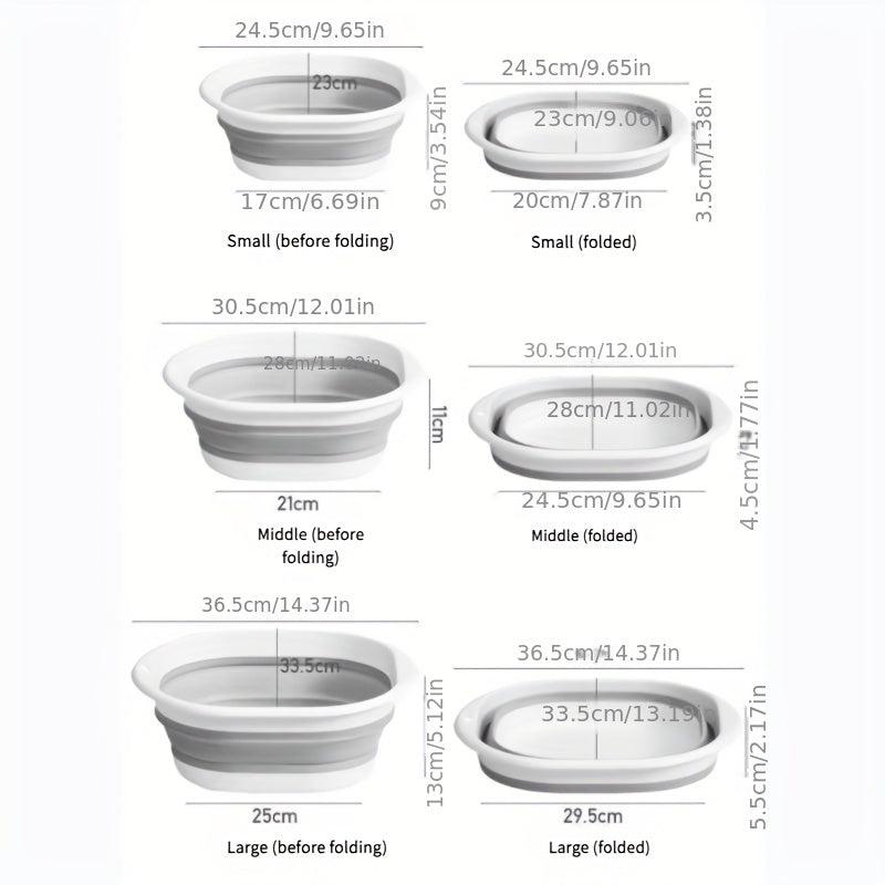 3pcs Foldable Washbasin Vegetable Wash Basin Plastic Foot Wash Basin