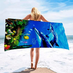 Dolphin Beach Towel Microfiber Soft Absorbent Lightweight Towel