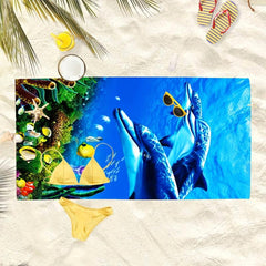 Dolphin Beach Towel Microfiber Soft Absorbent Lightweight Towel